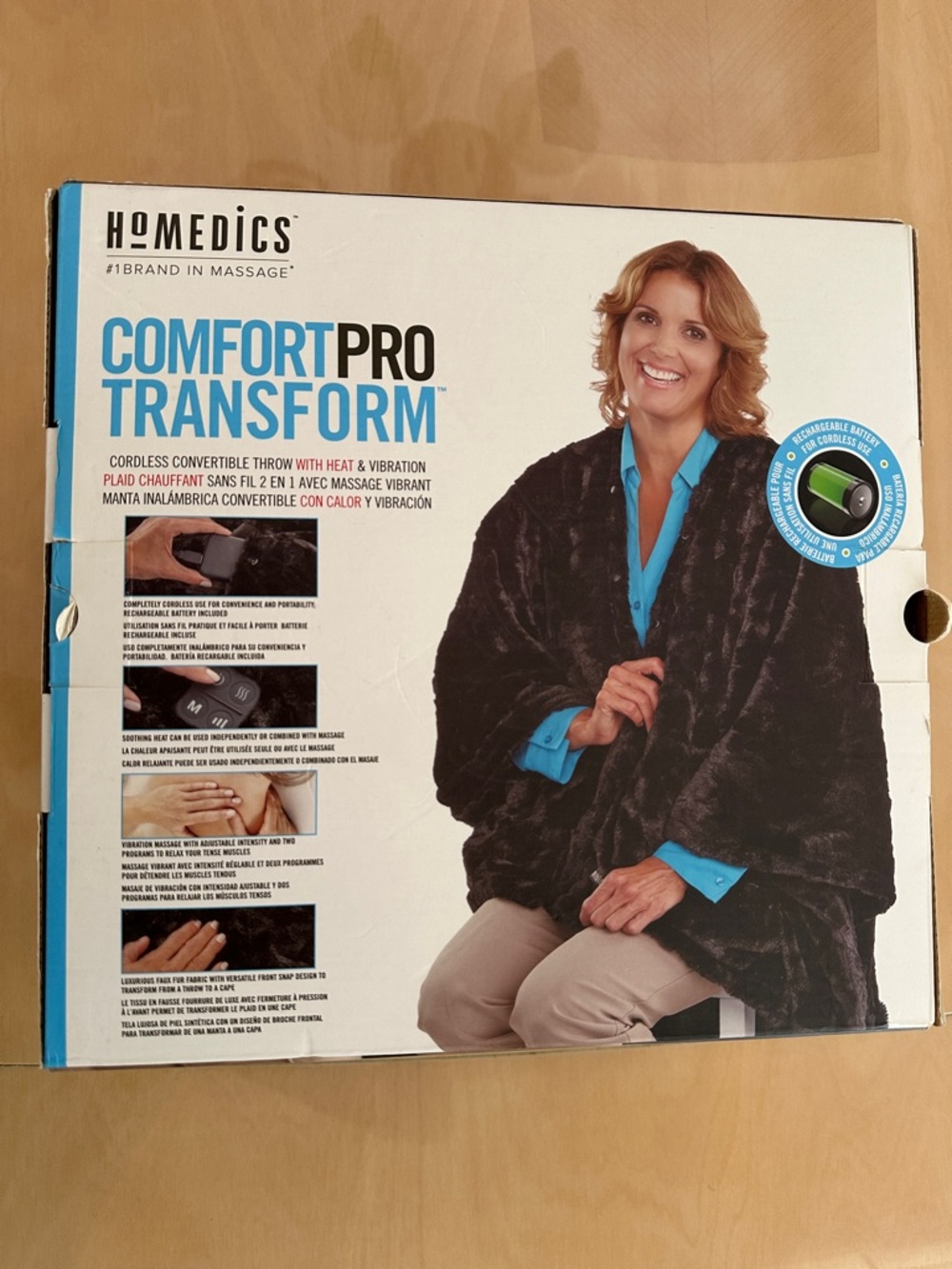 Brand New Homedics ComfortPro Transform Plush Black Heated Convertible Throw